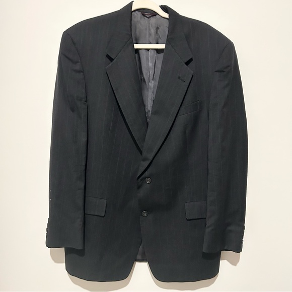 Hart Schaffner & Marx DK Gray Pinstripe Wool Blazer Jacket 2 Button 44L EUC